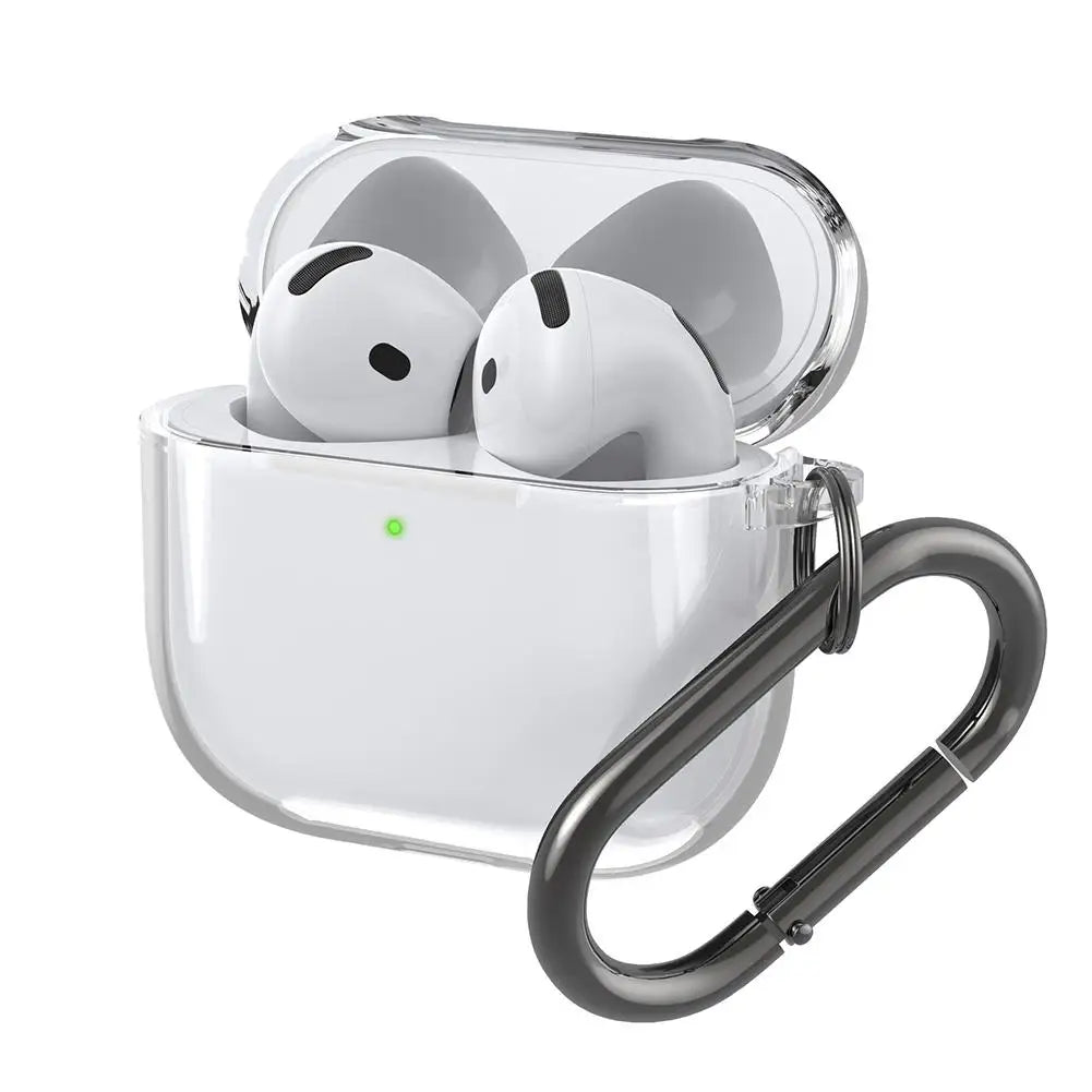 AirPods 4 Case Cover – Translucent Slim Sleeve with Carabiner