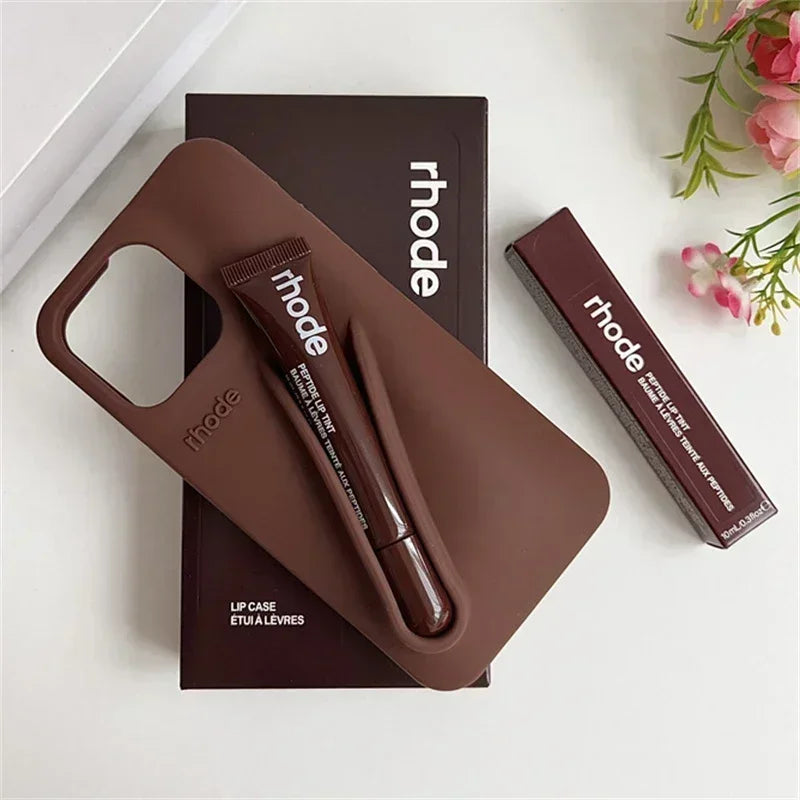 Rhode Lip Gloss Holder Silicone Case with Box Lipstick for iPhone