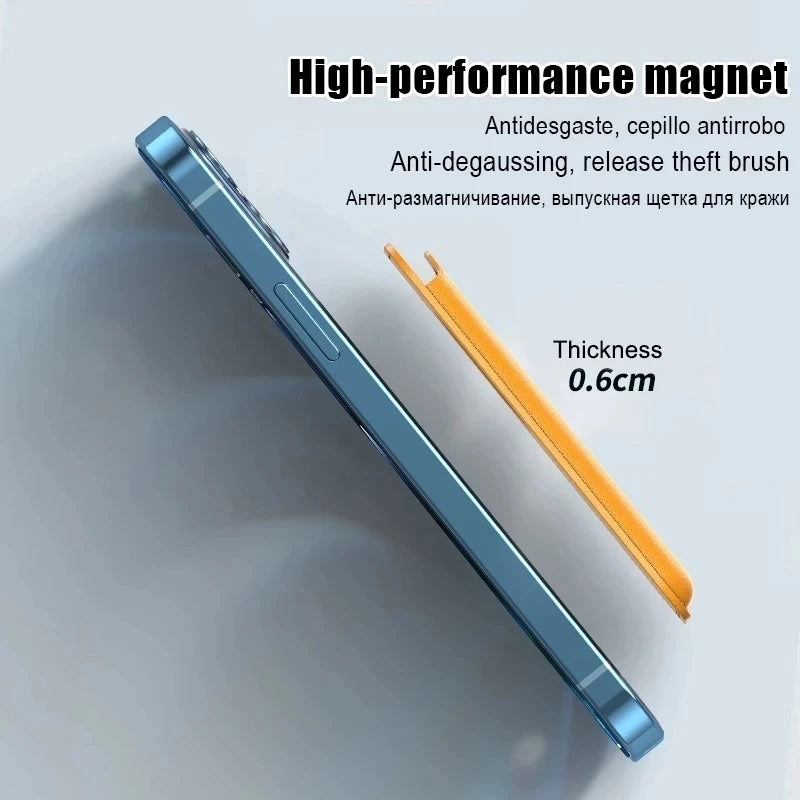 Magnetic Leather Wallet Case for iPhone 15 Pro Max/14/13 – Magsafe Card Holder & Phone Cover (6 Cards)