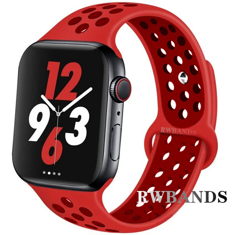 S port Strap for Apple Watch 38mm-49mm - Breathable Silicone Band for Series Ultra 2/10/9/8/SE (40mm 44mm 45mm)