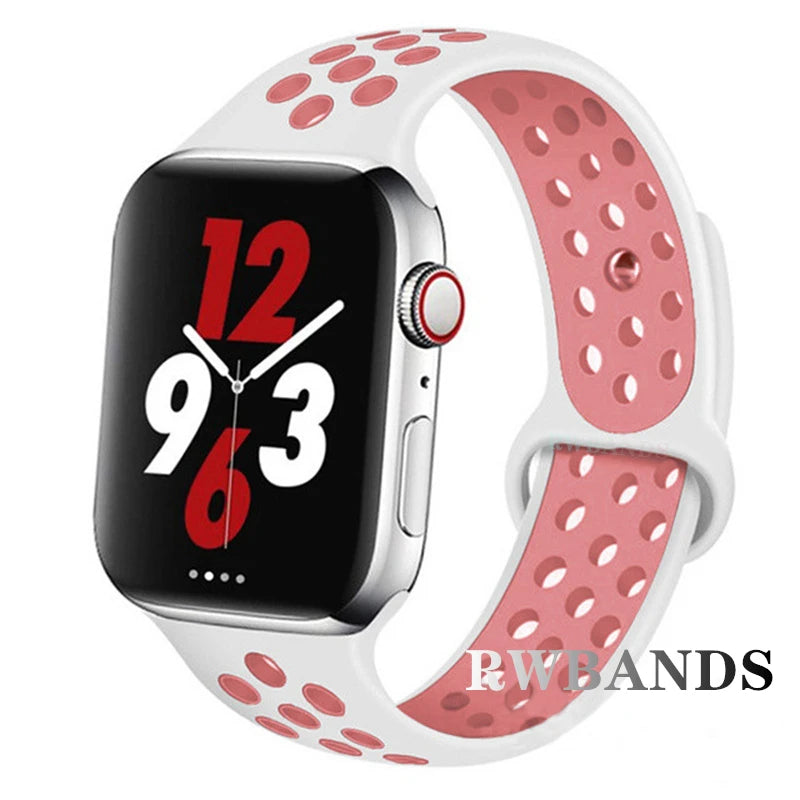 S port Strap for Apple Watch 38mm-49mm - Breathable Silicone Band for Series Ultra 2/10/9/8/SE (40mm 44mm 45mm)