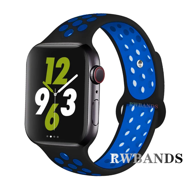 S port Strap for Apple Watch 38mm-49mm - Breathable Silicone Band for Series Ultra 2/10/9/8/SE (40mm 44mm 45mm)