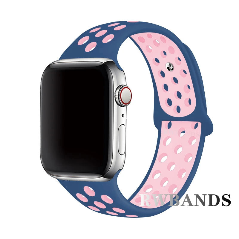 S port Strap for Apple Watch 38mm-49mm - Breathable Silicone Band for Series Ultra 2/10/9/8/SE (40mm 44mm 45mm)