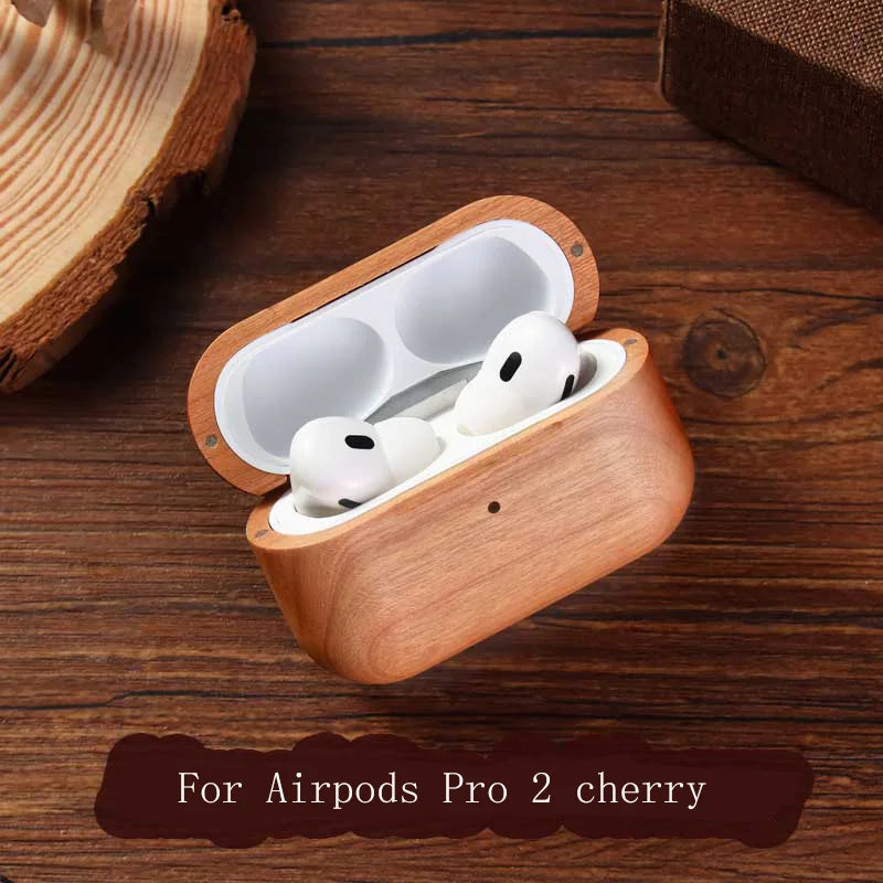 Handcrafted Wooden AirPods Protective Case – Compatible with AirPods Pro/1/2/3/4 + Free Lanyard