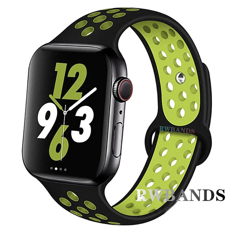 S port Strap for Apple Watch 38mm-49mm - Breathable Silicone Band for Series Ultra 2/10/9/8/SE (40mm 44mm 45mm)