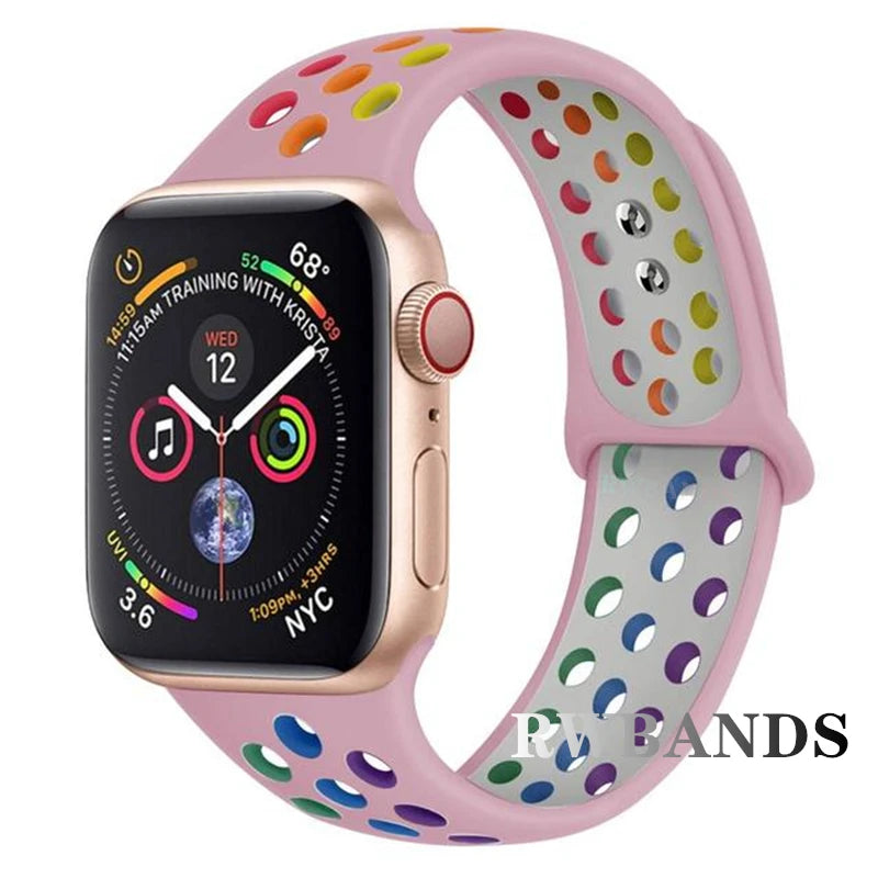 S port Strap for Apple Watch 38mm-49mm - Breathable Silicone Band for Series Ultra 2/10/9/8/SE (40mm 44mm 45mm)