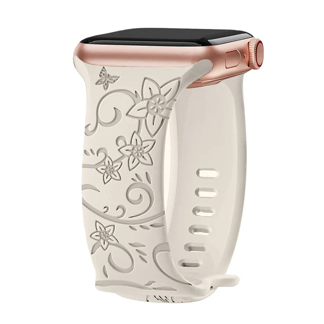 Elegant Floral Apple Watch Strap - Compatible with Series 10/9/8/Ultra