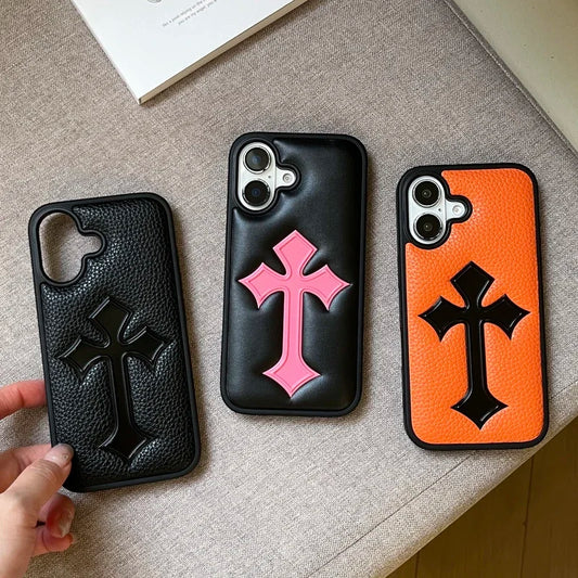 Gothic Cross Leather iPhone Case