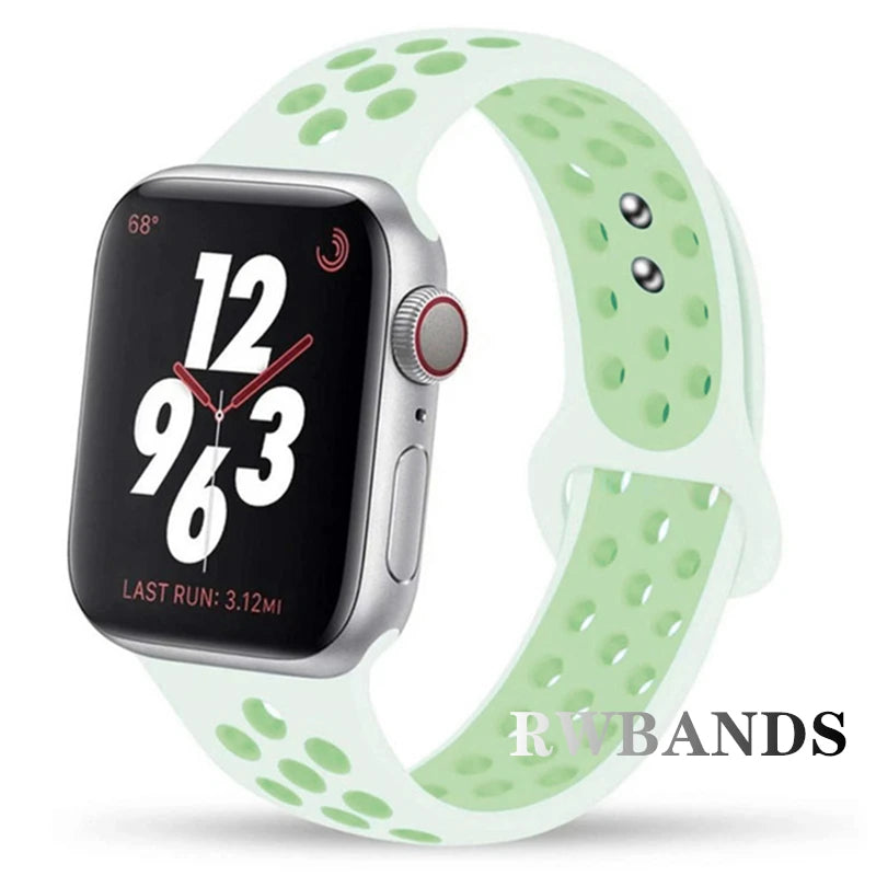 S port Strap for Apple Watch 38mm-49mm - Breathable Silicone Band for Series Ultra 2/10/9/8/SE (40mm 44mm 45mm)