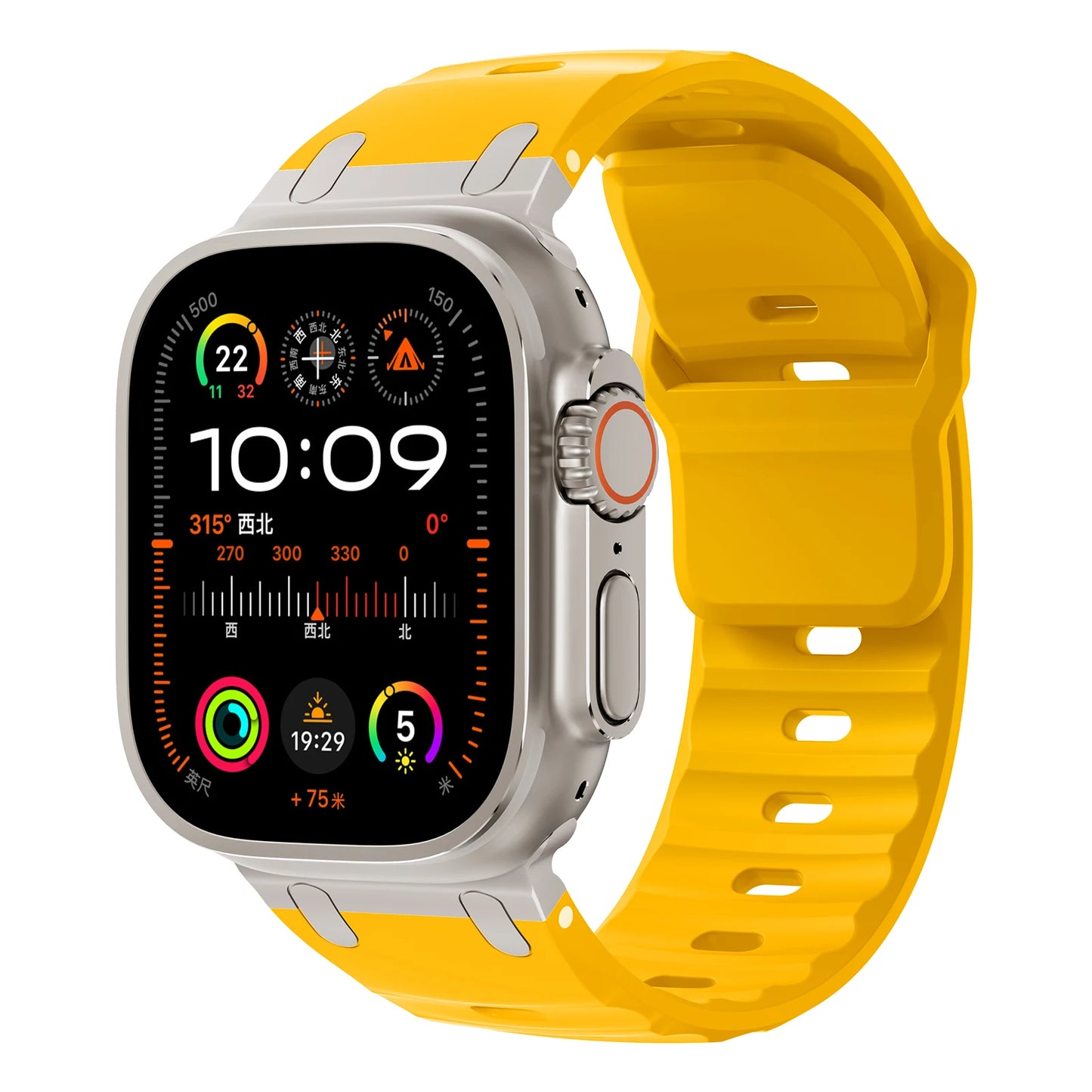 Premium Sport Silicone Band for Apple Watch Ultra 2, Series 9/8/7/SE – 49mm 45mm 44mm 46mm – Stainless Steel Strap