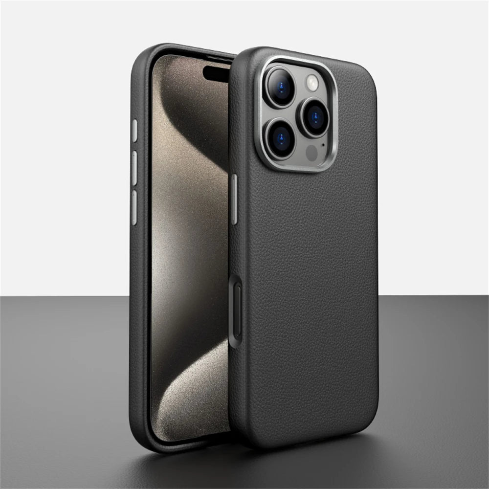 Leather Magnetic MagSafe Case for iPhone 14–16 Pro Max – Slim & Shockproof