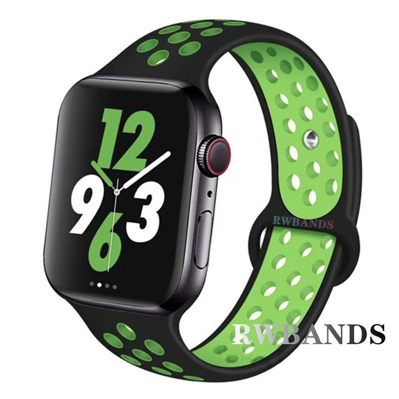 S port Strap for Apple Watch 38mm-49mm - Breathable Silicone Band for Series Ultra 2/10/9/8/SE (40mm 44mm 45mm)