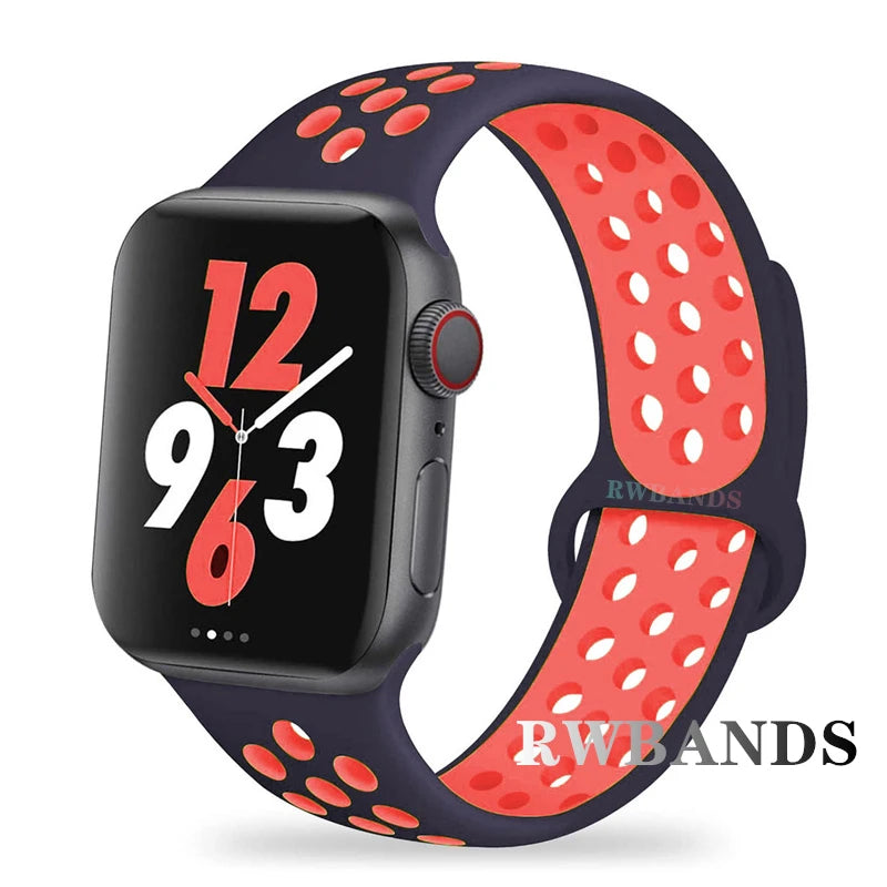 S port Strap for Apple Watch 38mm-49mm - Breathable Silicone Band for Series Ultra 2/10/9/8/SE (40mm 44mm 45mm)