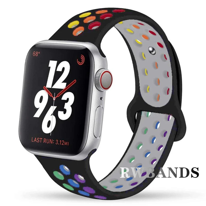 S port Strap for Apple Watch 38mm-49mm - Breathable Silicone Band for Series Ultra 2/10/9/8/SE (40mm 44mm 45mm)