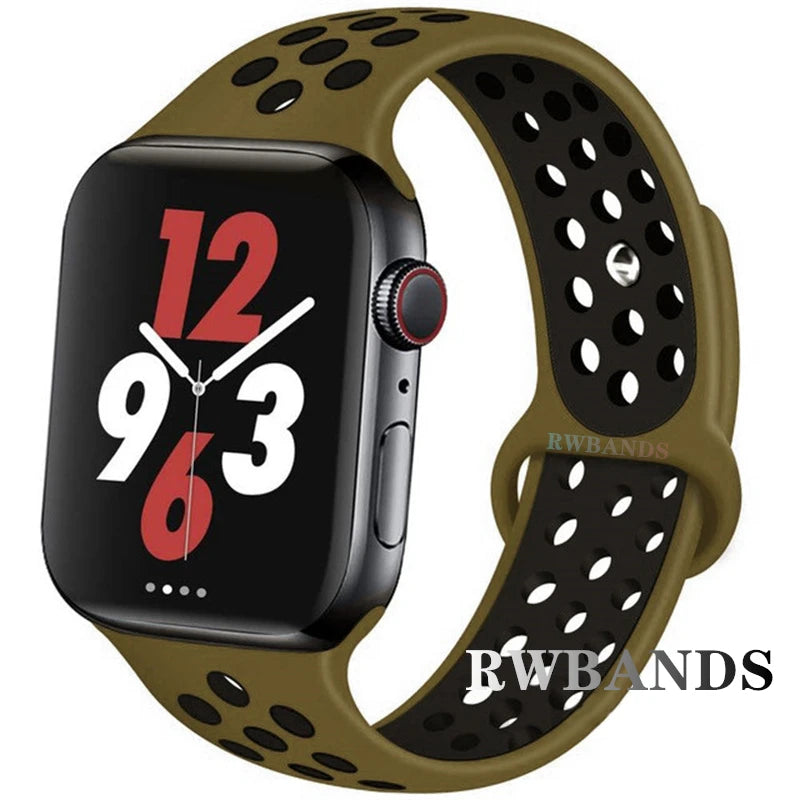 S port Strap for Apple Watch 38mm-49mm - Breathable Silicone Band for Series Ultra 2/10/9/8/SE (40mm 44mm 45mm)