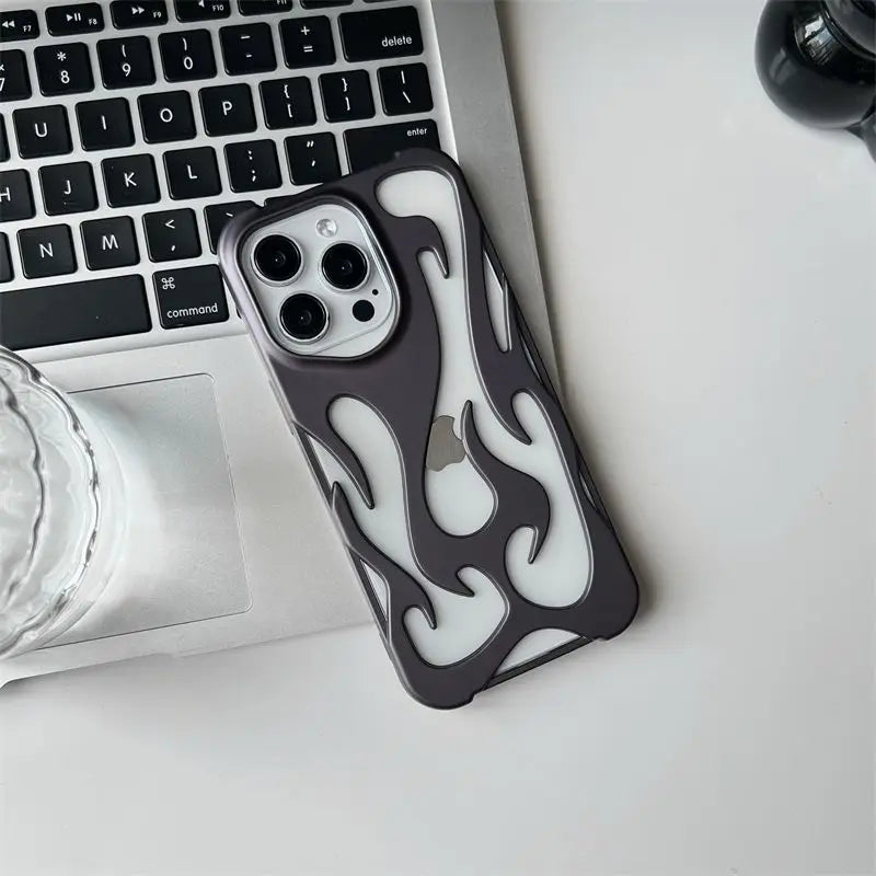 Trendy Hollow-Back 3D Flame Phone Case