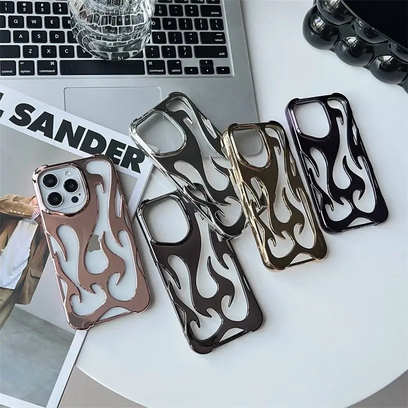 Trendy Hollow-Back 3D Flame Phone Case