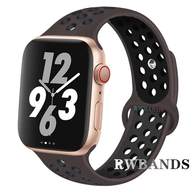 S port Strap for Apple Watch 38mm-49mm - Breathable Silicone Band for Series Ultra 2/10/9/8/SE (40mm 44mm 45mm)