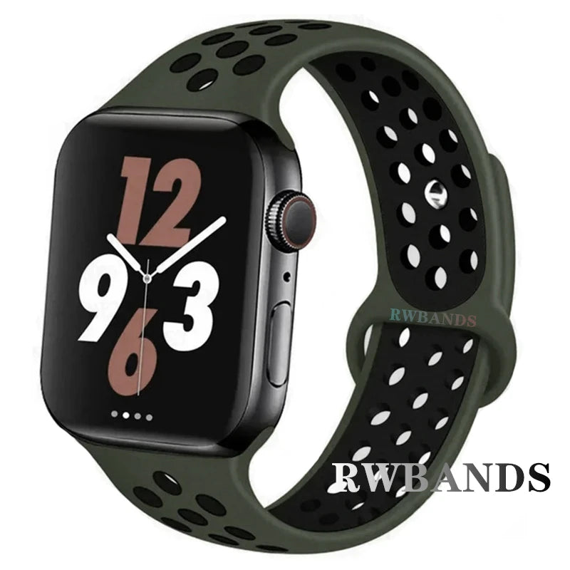 S port Strap for Apple Watch 38mm-49mm - Breathable Silicone Band for Series Ultra 2/10/9/8/SE (40mm 44mm 45mm)
