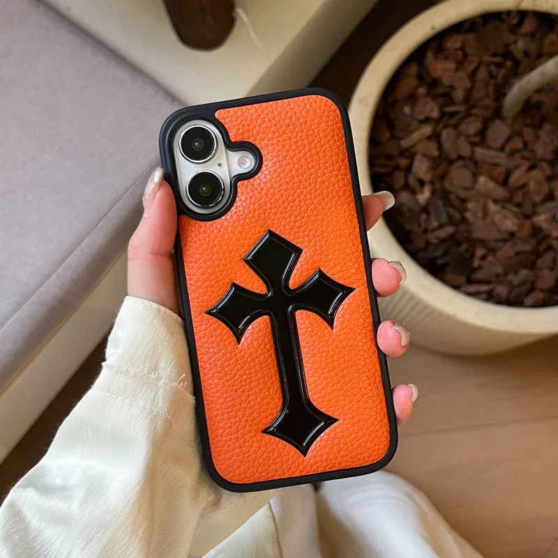 Gothic Cross Leather iPhone Case