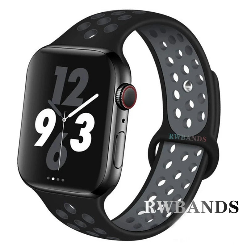 S port Strap for Apple Watch 38mm-49mm - Breathable Silicone Band for Series Ultra 2/10/9/8/SE (40mm 44mm 45mm)