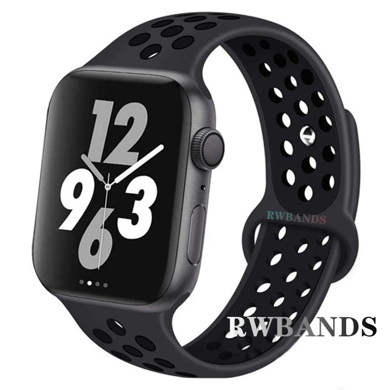 S port Strap for Apple Watch 38mm-49mm - Breathable Silicone Band for Series Ultra 2/10/9/8/SE (40mm 44mm 45mm)