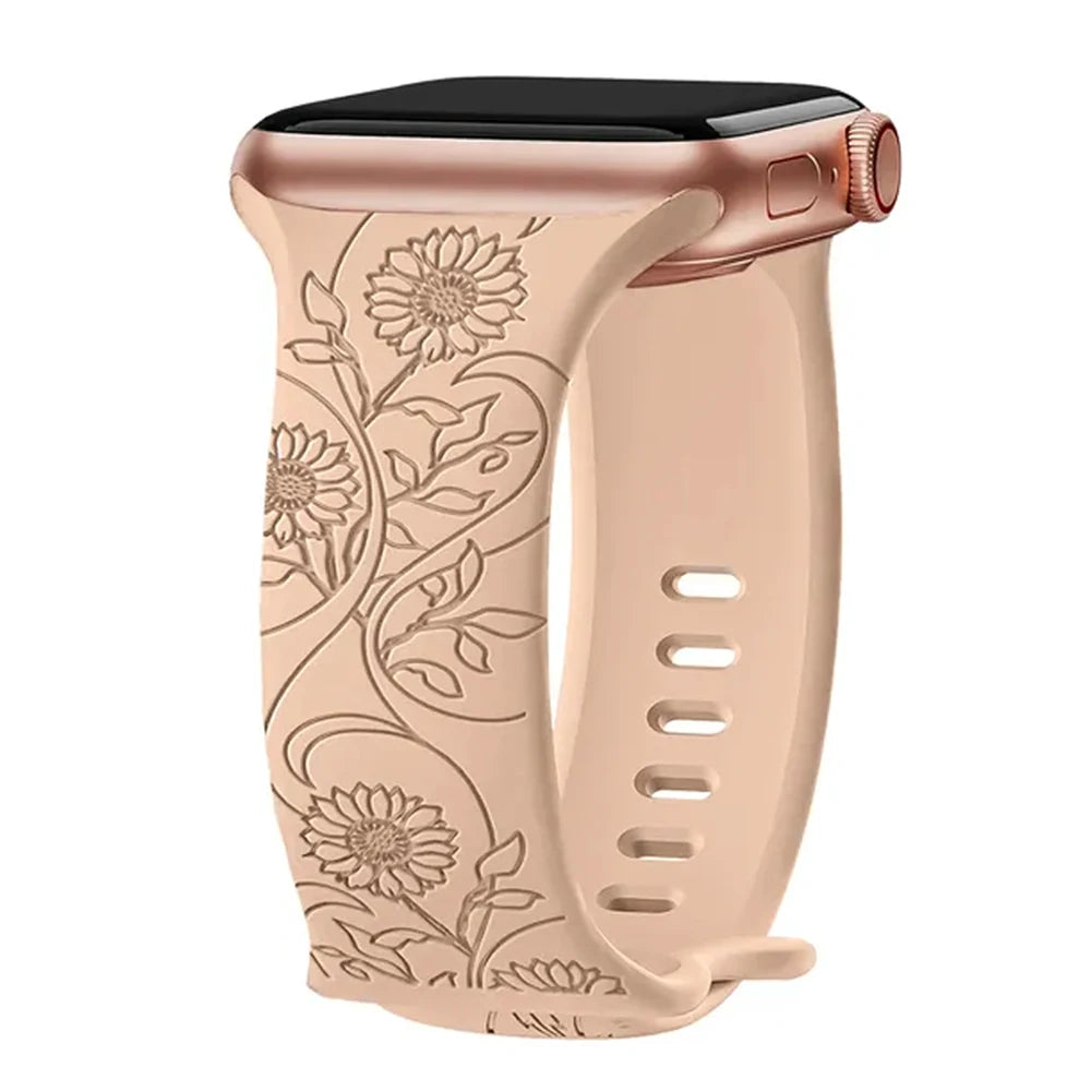 Elegant Floral Apple Watch Strap - Compatible with Series 10/9/8/Ultra
