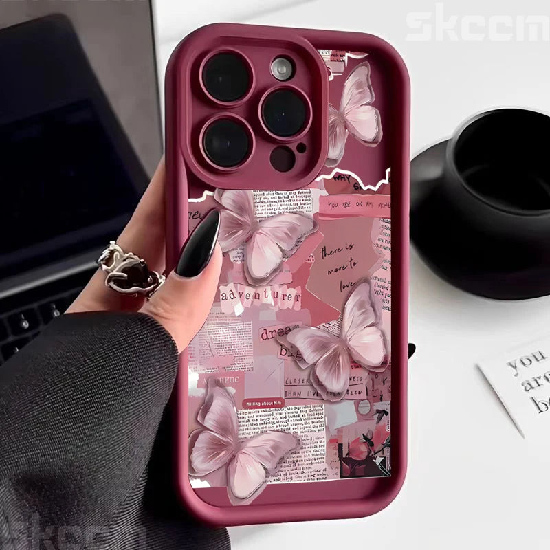 Aesthetic Pink Butterfly iPhone Cover