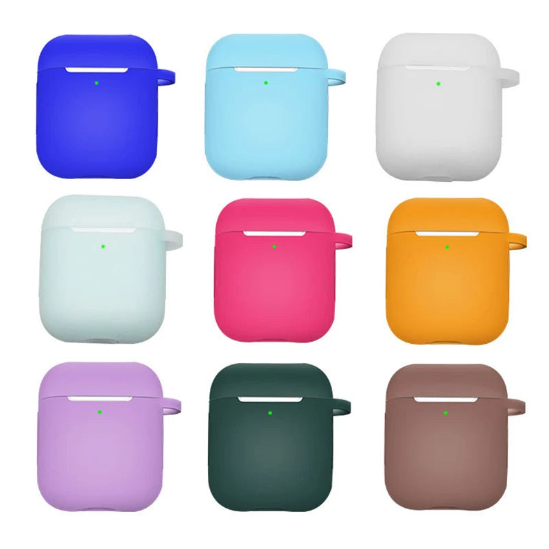 Soft Silicone Case for AirPods 1/2 – Protective Cover with Hook