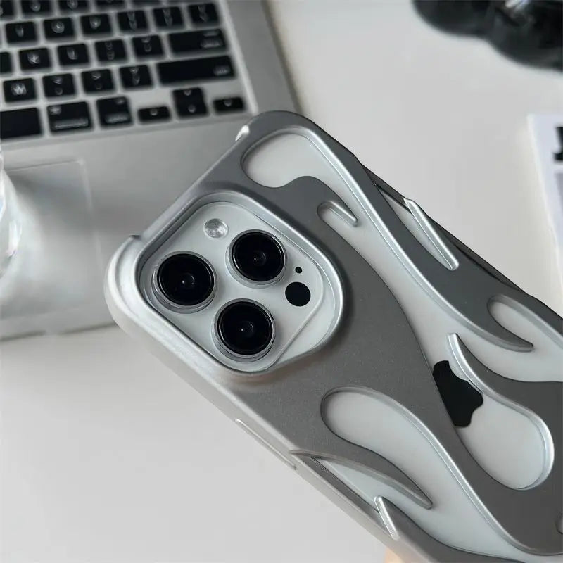Trendy Hollow-Back 3D Flame Phone Case