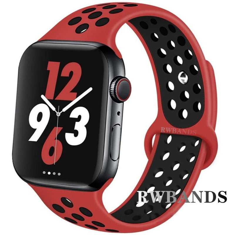 S port Strap for Apple Watch 38mm-49mm - Breathable Silicone Band for Series Ultra 2/10/9/8/SE (40mm 44mm 45mm)